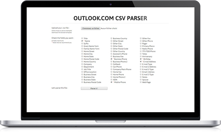 Outlook CSV Parser